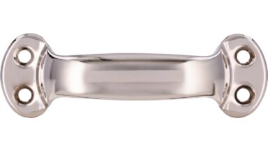 Griff Wegberg Stahl nickel glänzend - 90 mm lang  vor weißem Hintergrund