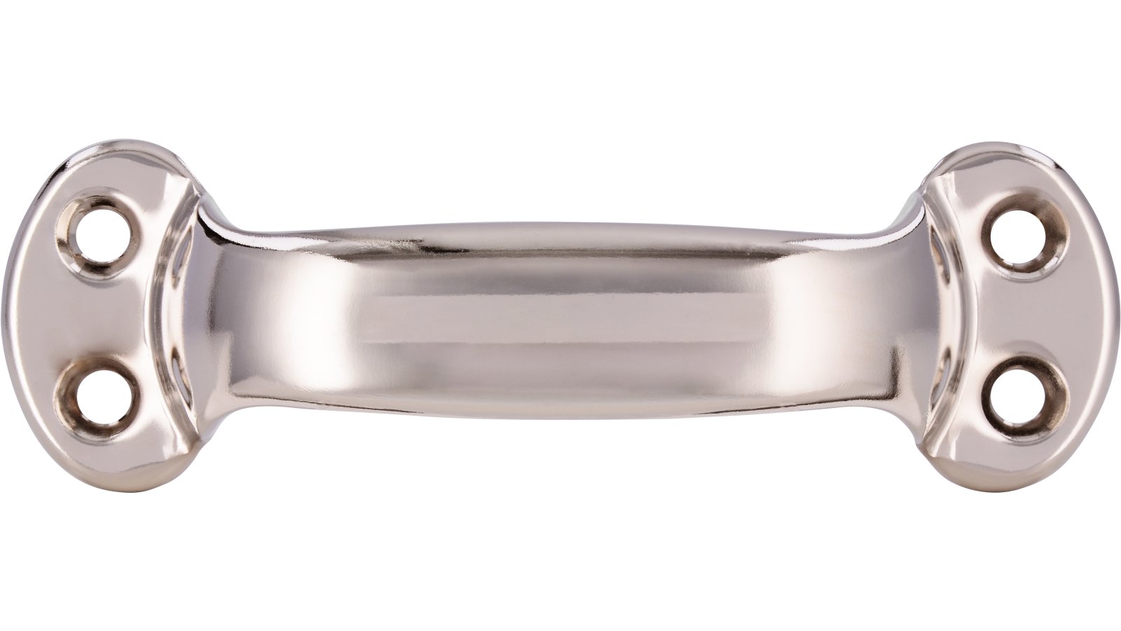 Griff Wegberg Stahl nickel glänzend - 90 mm lang  vor weißem Hintergrund