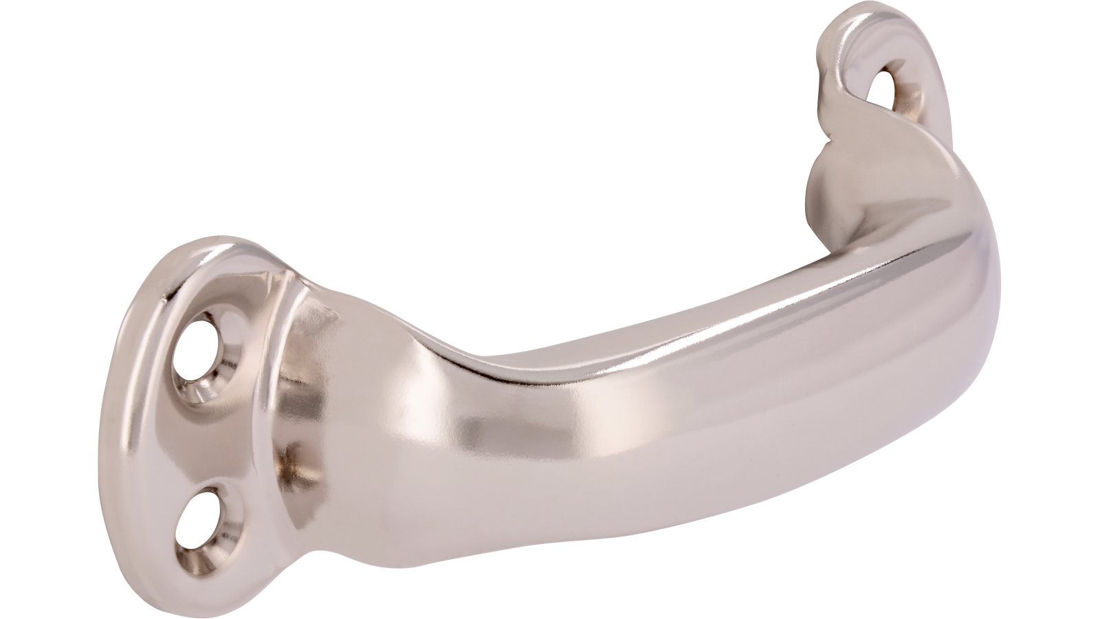 Griff Wegberg Stahl nickel glänzend - 90 mm lang  vor weißem Hintergrund