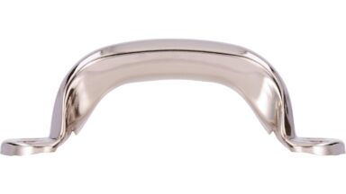 Griff Wegberg Stahl nickel glänzend - 90 mm lang  vor weißem Hintergrund