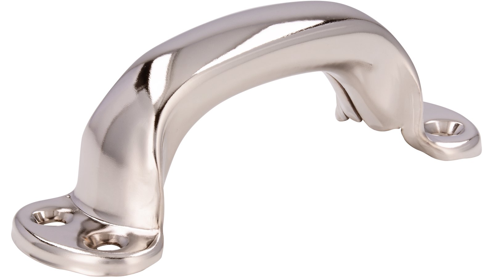 Griff Wegberg Stahl nickel glänzend - 90 mm lang  vor weißem Hintergrund