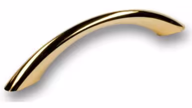 Griff Werder Kunststoff metallisiert gold glänzend - 134 mm lang vor weißem Hintergrund