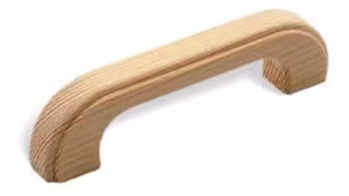 Griff Wernau Holz kiefer roh - 112 mm lang  vor weißem Hintergrund
