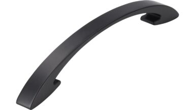 Griff Wickede Druckguss schwarz matt pulverbeschichtet - 189 mm lang vor weißem Hintergrund