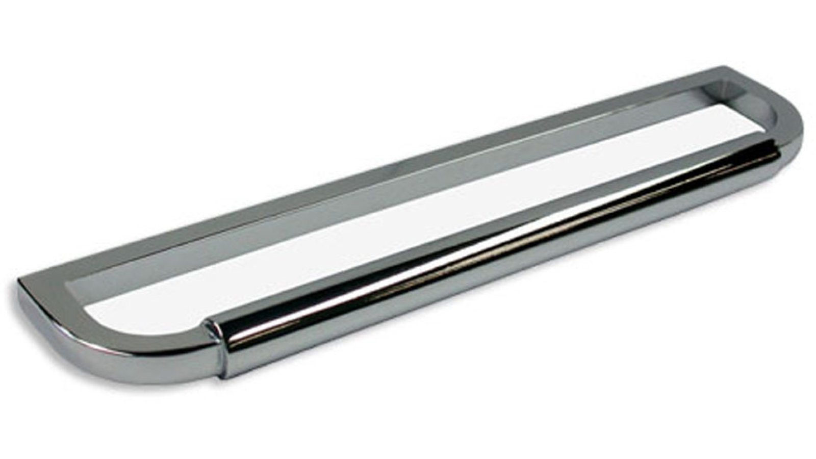 Griff Wittlich Druckguss chrom glänzend - 166 mm lang  vor weißem Hintergrund