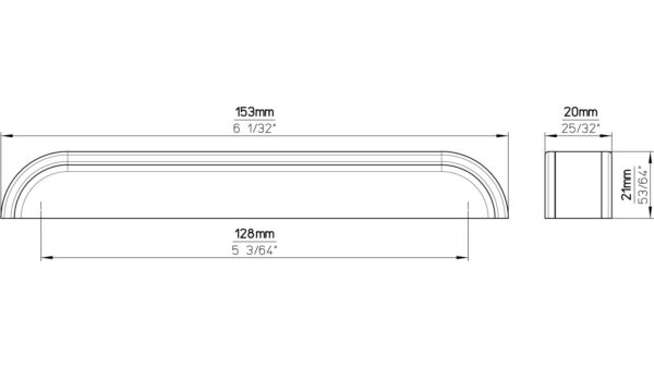 Griff Wunsiedel Kunstleder - Kunststoff metallisiert chrom glänzend schwarz - 153 mm lang  vor weißem Hintergrund