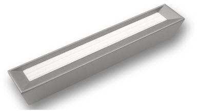 Griff + Einlage Beckingen Druckguss - Kunststoff alufarbig pulverbeschichtet weiß - 159 mm lang vor weißem Hintergrund
