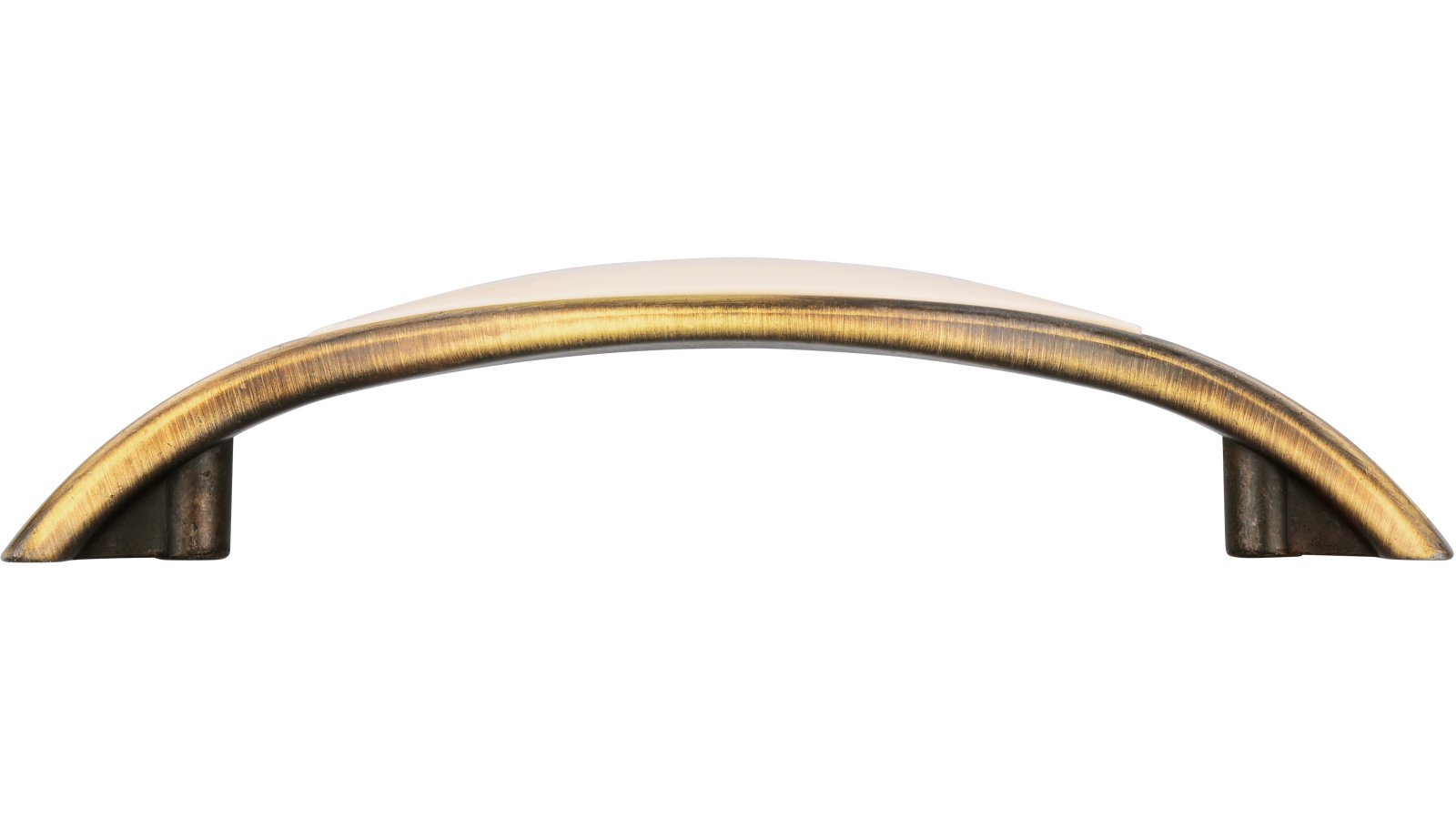 Moebelgriff-und-Einlage-Eilenburg-brueniert-beige-messing-Messing-Kunststoff-Zinkdruckguss-laenge-130-676792-stehend Griff + Einlage Eilenburg Druckguss - Kunststoff altmessing brüniert gebürstet beige - 130 mm lang vor weißem Hintergrund