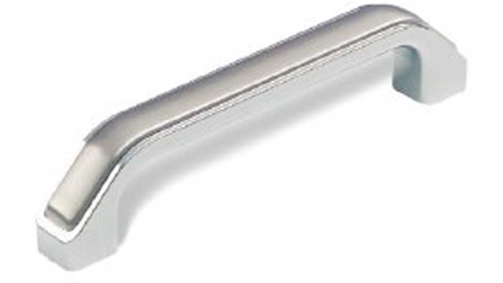 Griff + Einlage Grevenbroich Kunststoff galvanisiert - chrom glänzend, Kunststoff Edelstahleffekt - nickel matt gebürstet - 117 mm lang  vor weißem Hintergrund