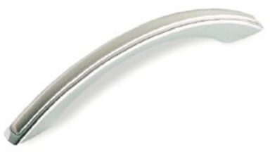 Griff + Einlage Herford Kunststoff galvanisiert chrom glänzend nickel matt gebürstet - 134 mm lang vor weißem Hintergrund