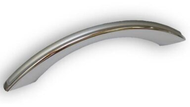 Griff + Einlage Herford Kunststoff metallisiert chrom glänzend metallisiert weißaluminium - 134 mm lang vor weißem Hintergrund