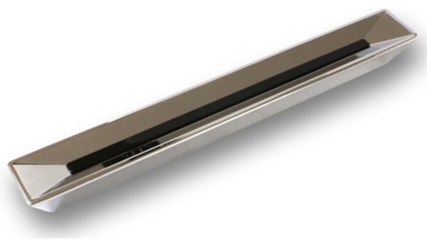Griff + Einlage Herzebrock-Clarholz Druckguss - Kunststoff chrom glänzend schwarz - 227 mm lang  vor weißem Hintergrund