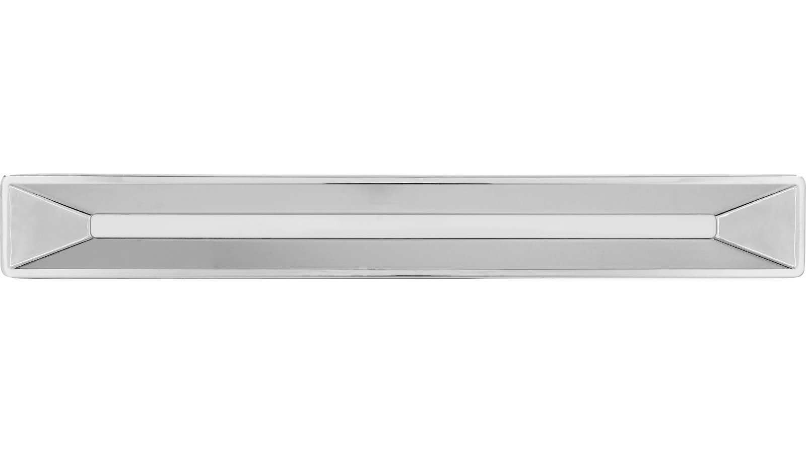 Griff + Einlage Herzebrock-Clarholz Druckguss - Kunststoff chrom glänzend weiß - 227 mm lang  vor weißem Hintergrund