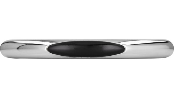 Griff + Einlage Rheinstetten Druckguss chrom glänzend schwarz - 80 mm lang  vor weißem Hintergrund