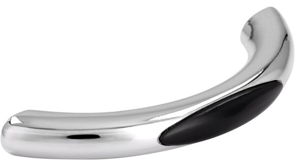 Griff + Einlage Rheinstetten Druckguss chrom glänzend schwarz - 80 mm lang  vor weißem Hintergrund