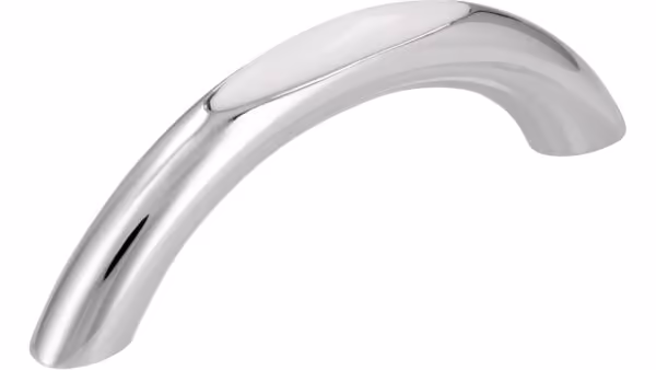 Griff + Einlage Rheinstetten Druckguss chrom glänzend weiß - 80 mm lang vor weißem Hintergrund