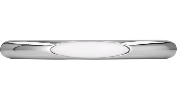 Griff + Einlage Rheinstetten Druckguss chrom glänzend weiß - 80 mm lang  vor weißem Hintergrund