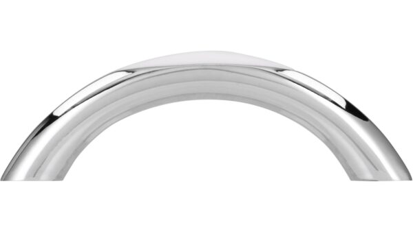 Griff + Einlage Rheinstetten Druckguss chrom glänzend weiß - 80 mm lang  vor weißem Hintergrund