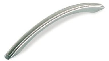 Griff + Einlage Ubstadt-Weiher Kunststoff galvanisiert chrom glänzend nickel matt gebürstet - 166 mm lang vor weißem Hintergrund