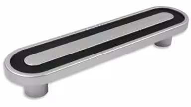 Griff + Einlage Wermelskirchen Kunststoff metallisiert - weißaluminium, Kunststoff - schwarz - 168 mm lang vor weißem Hintergrund