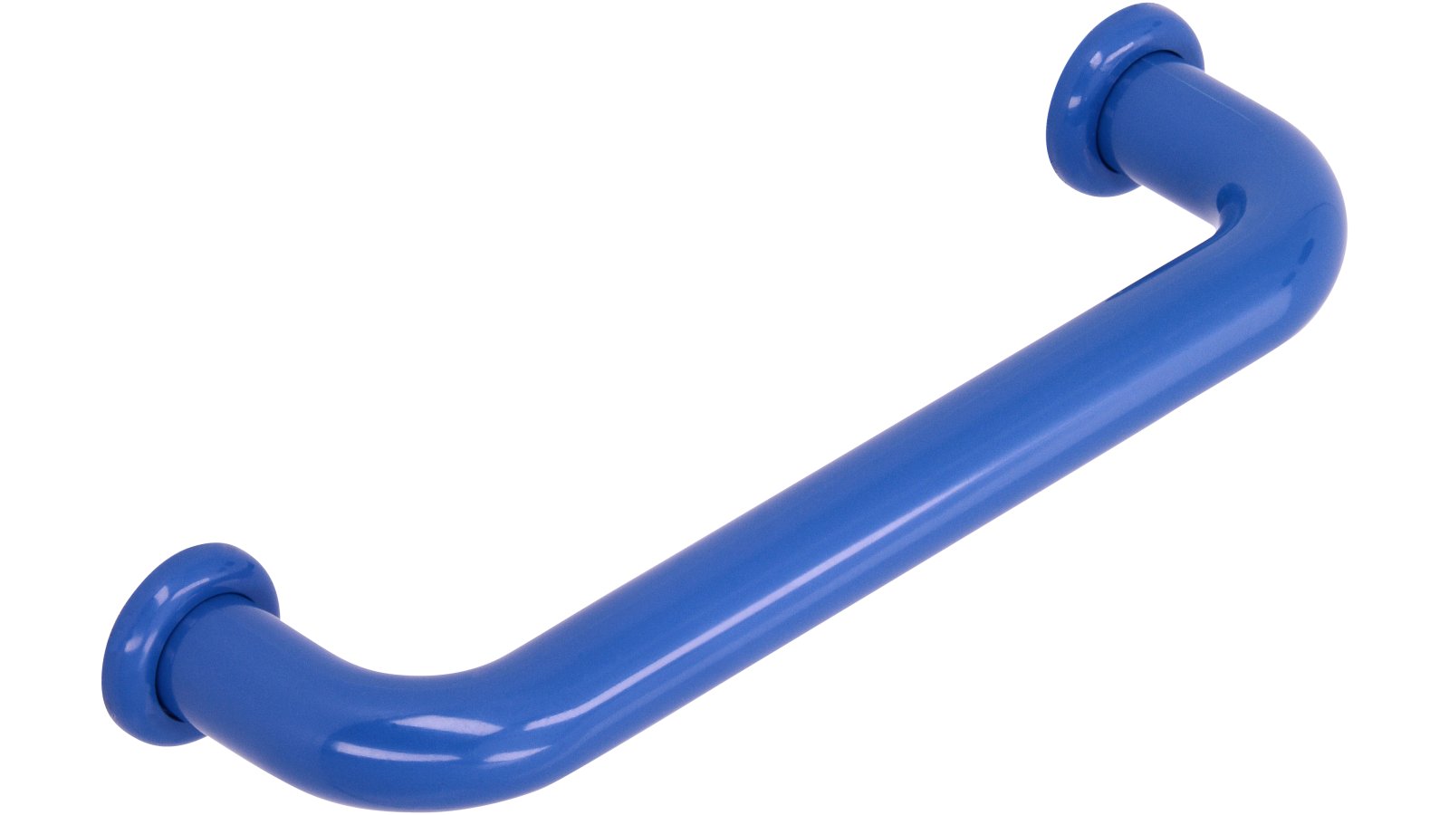 Griff + Unterlagen Bonn Kunststoff brilliantblau - 112 mm lang  vor weißem Hintergrund