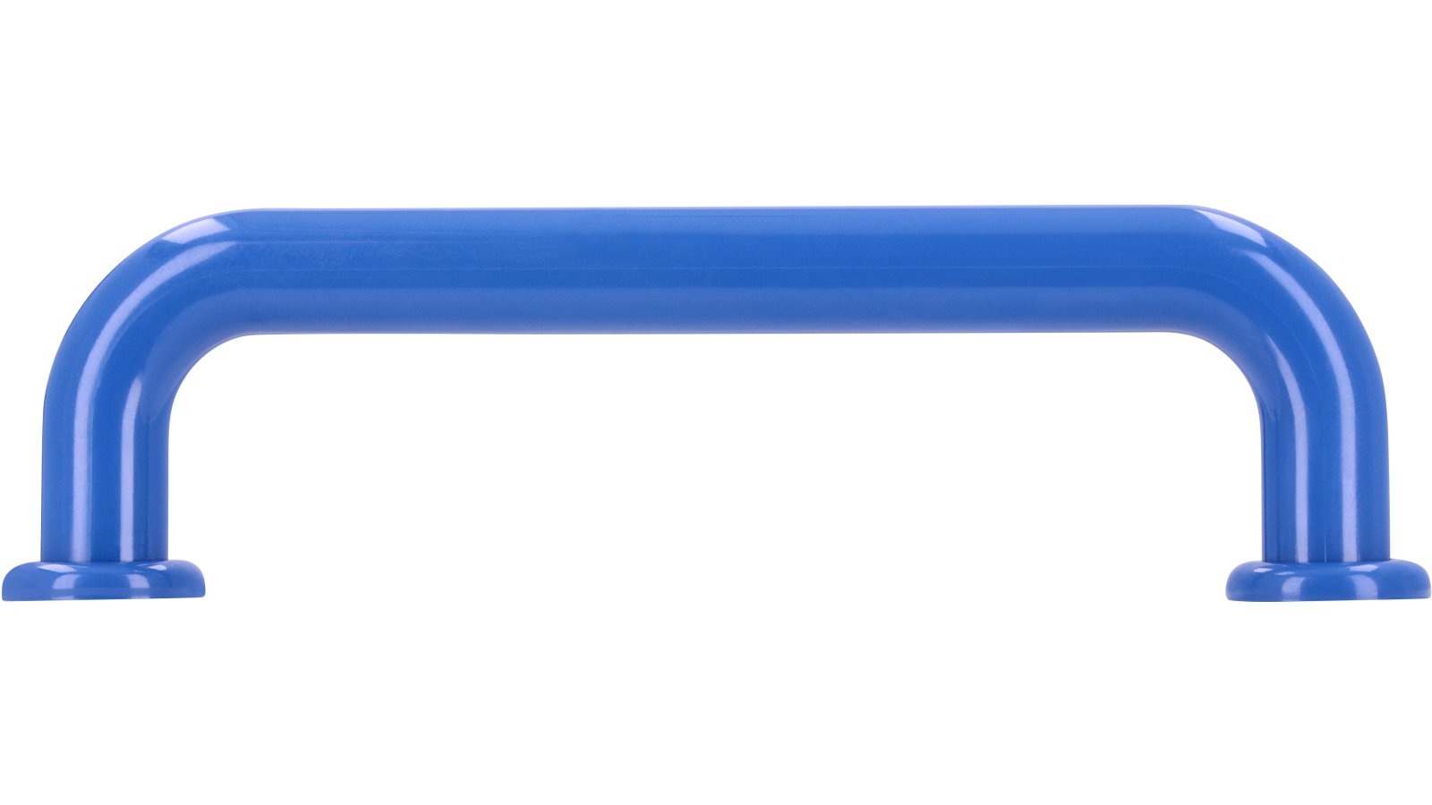 Griff + Unterlagen Bonn Kunststoff brilliantblau - 112 mm lang  vor weißem Hintergrund
