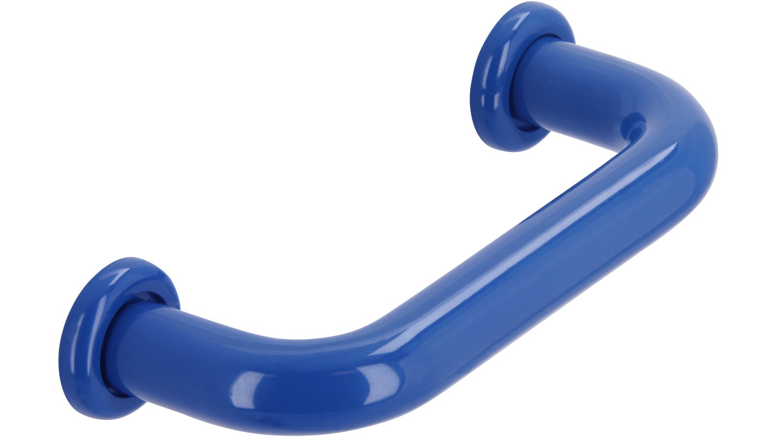 Griff + Unterlagen Bonn Kunststoff brilliantblau - 80 mm lang  vor weißem Hintergrund