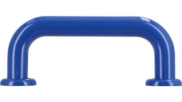 Griff + Unterlagen Bonn Kunststoff brilliantblau - 80 mm lang  vor weißem Hintergrund