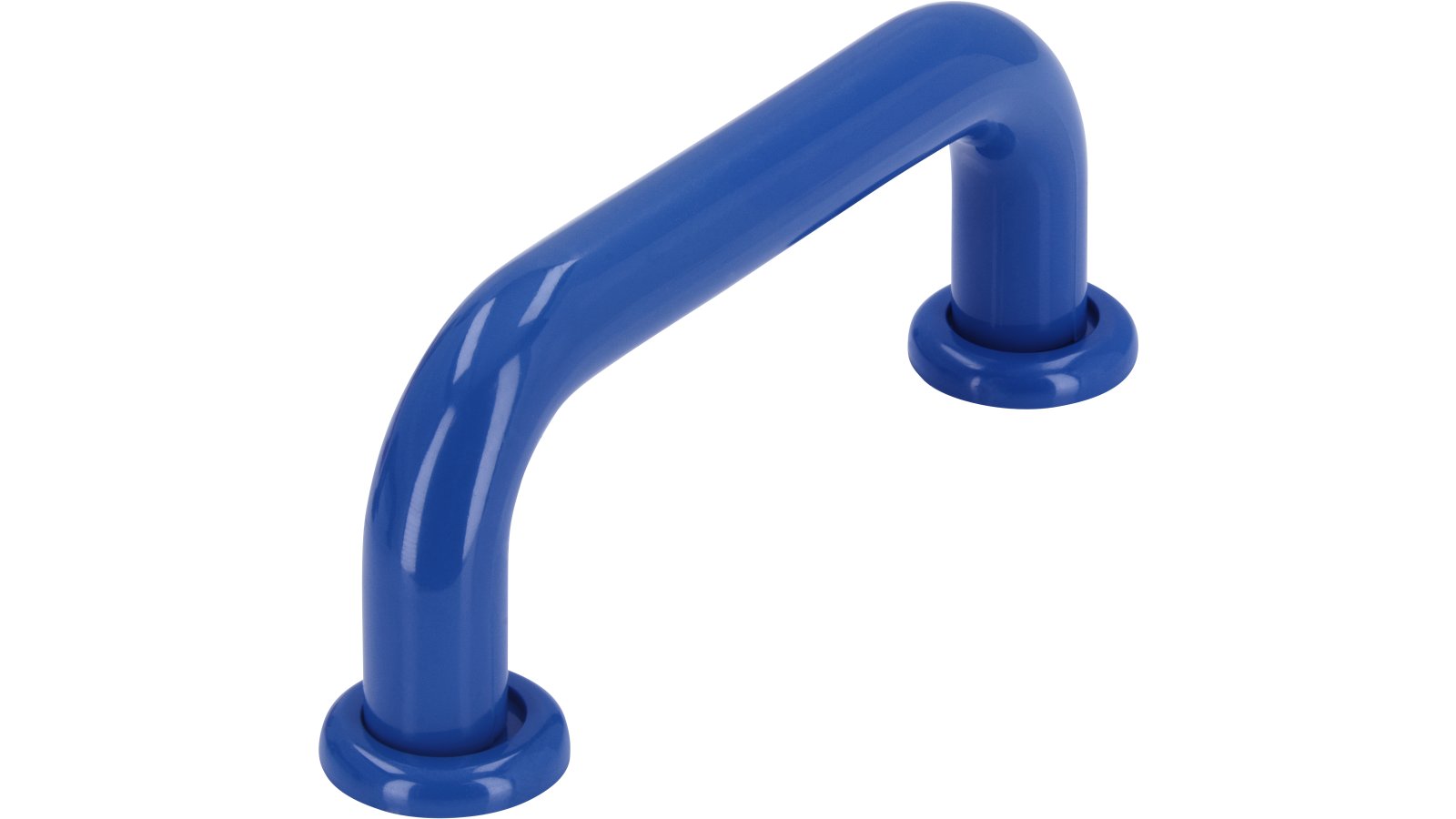 Griff + Unterlagen Bonn Kunststoff brilliantblau - 80 mm lang  vor weißem Hintergrund