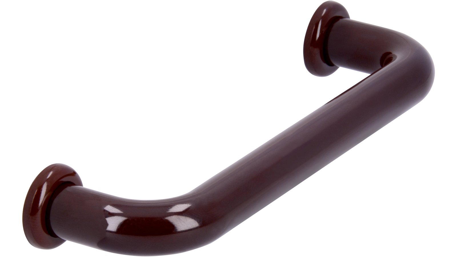Griff + Unterlagen Bonn Kunststoff braun - 112 mm lang  vor weißem Hintergrund
