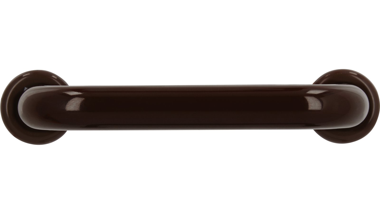 Griff + Unterlagen Bonn Kunststoff braun - 80 mm lang  vor weißem Hintergrund
