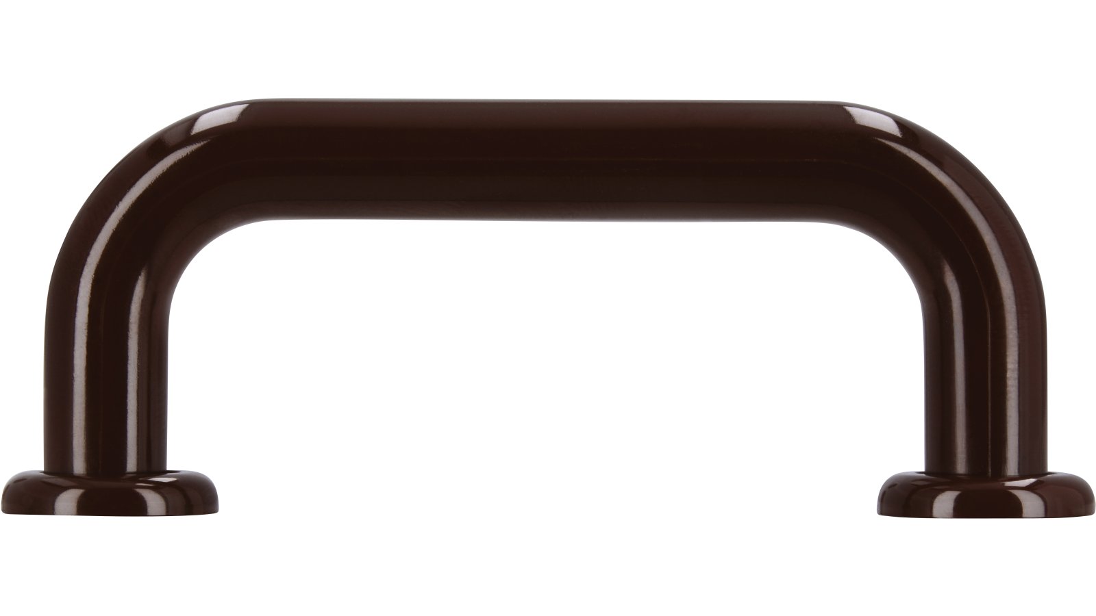 Griff + Unterlagen Bonn Kunststoff braun - 80 mm lang  vor weißem Hintergrund