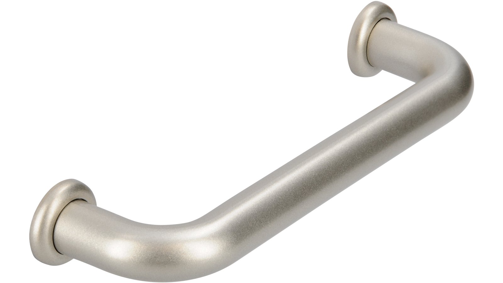 Griff + Unterlagen Bonn Kunststoff metallisiert nickel - 112 mm lang  vor weißem Hintergrund