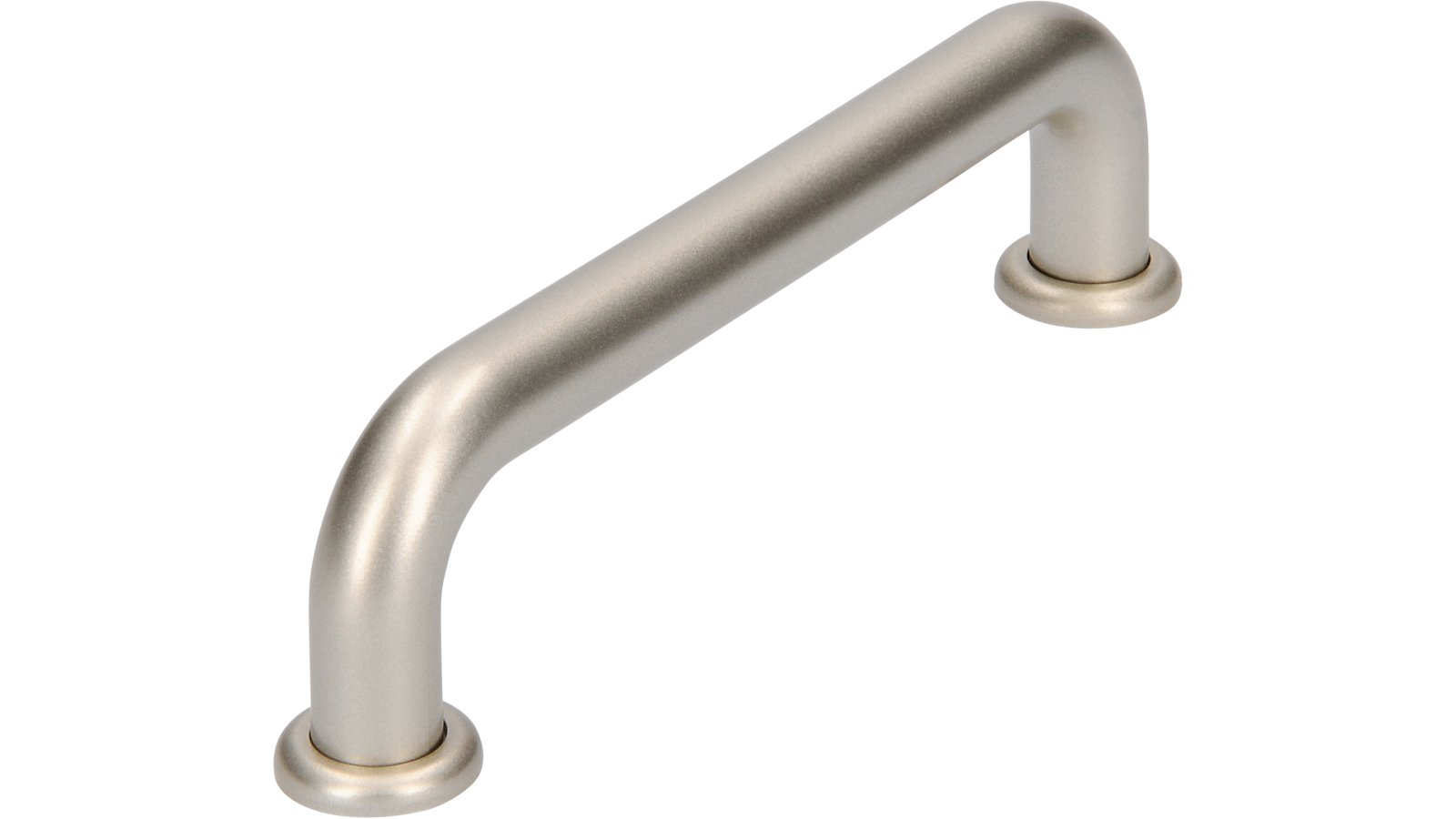 Griff + Unterlagen Bonn Kunststoff metallisiert nickel - 112 mm lang  vor weißem Hintergrund