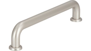 Griff + Unterlagen Bonn Kunststoff metallisiert nickel - 144 mm lang vor weißem Hintergrund