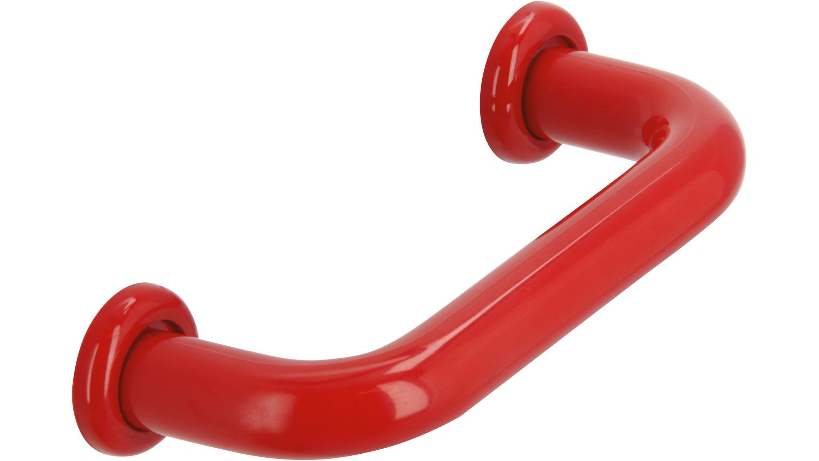 Griff + Unterlagen Bonn Kunststoff rubinrot - 80 mm lang  vor weißem Hintergrund