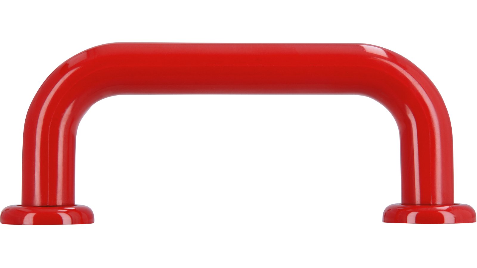 Griff + Unterlagen Bonn Kunststoff rubinrot - 80 mm lang  vor weißem Hintergrund