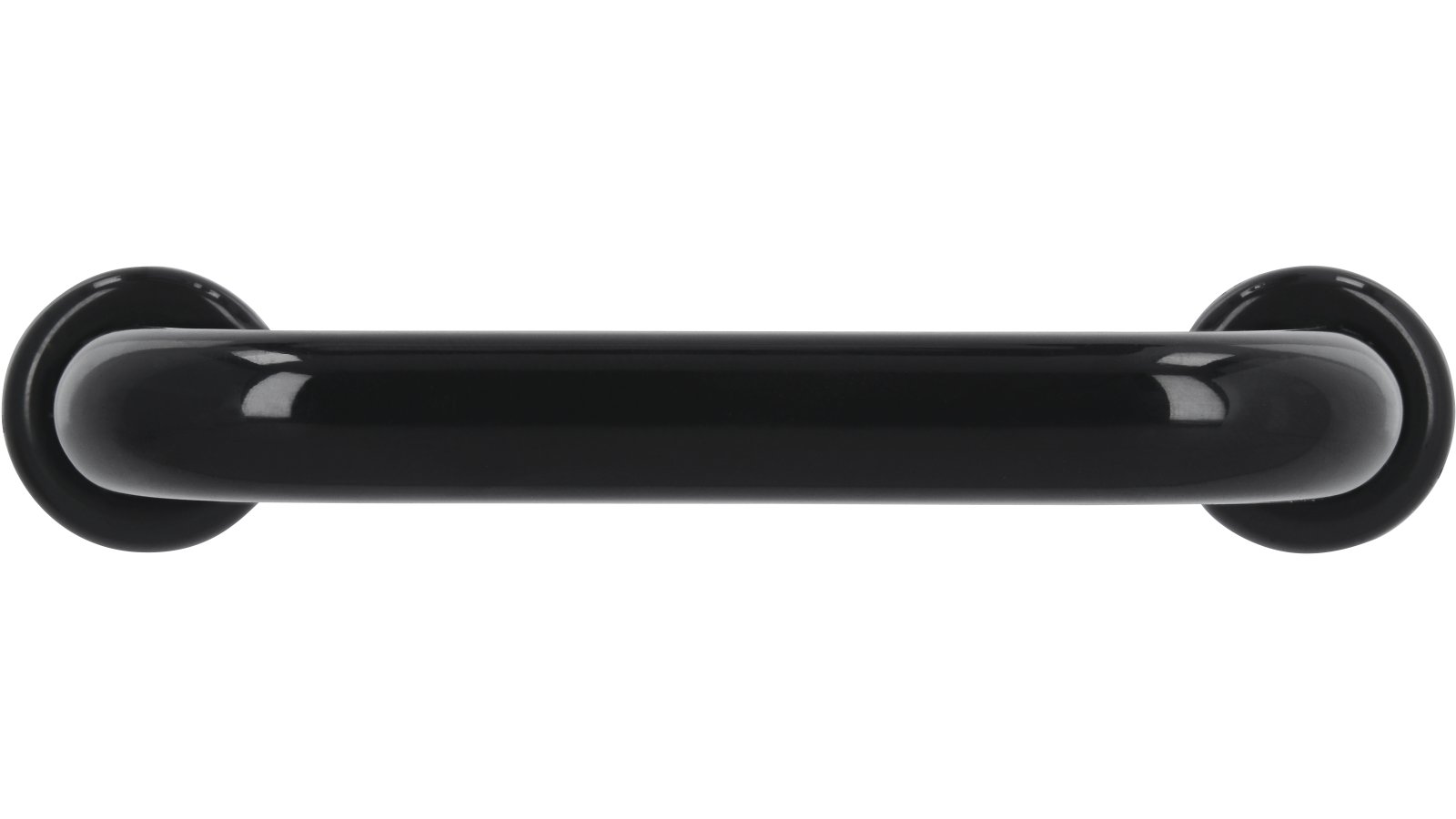 Griff + Unterlagen Bonn Kunststoff schwarz - 80 mm lang  vor weißem Hintergrund