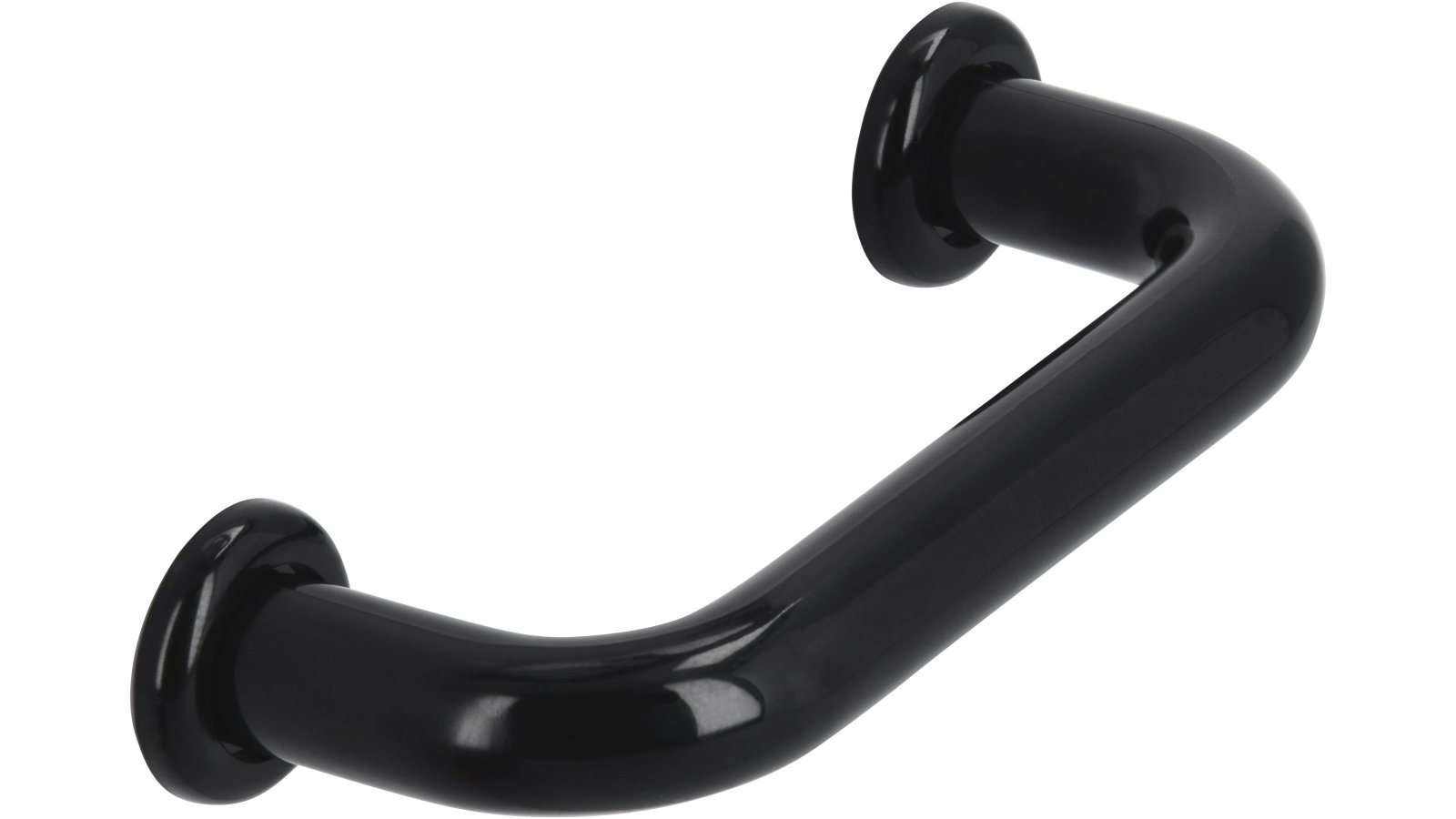 Griff + Unterlagen Bonn Kunststoff schwarz - 80 mm lang  vor weißem Hintergrund