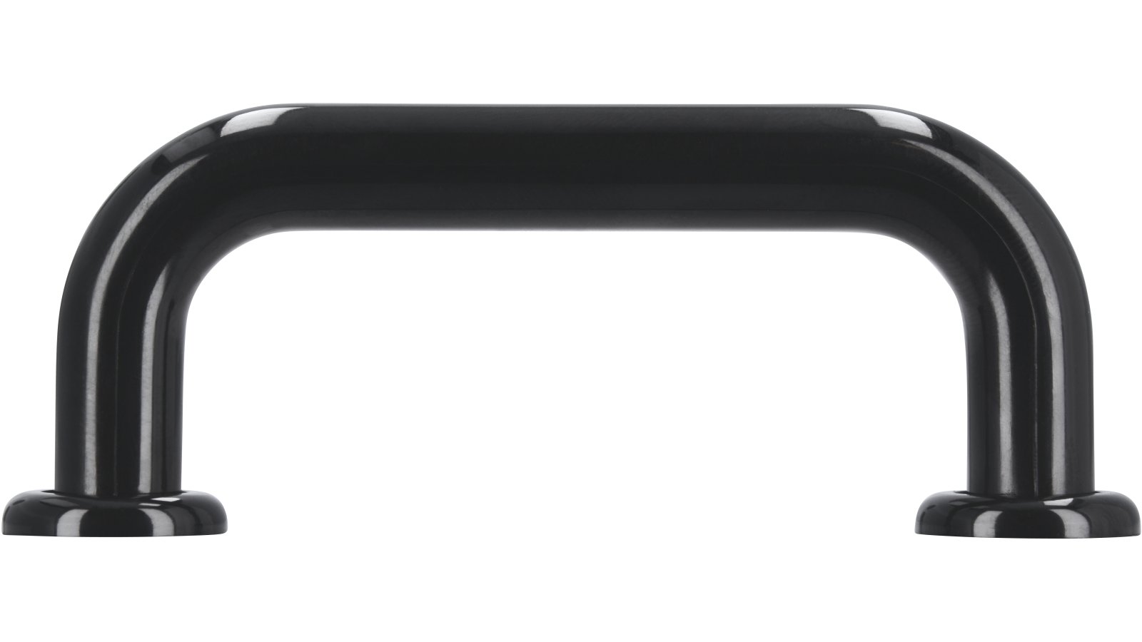 Griff + Unterlagen Bonn Kunststoff schwarz - 80 mm lang  vor weißem Hintergrund