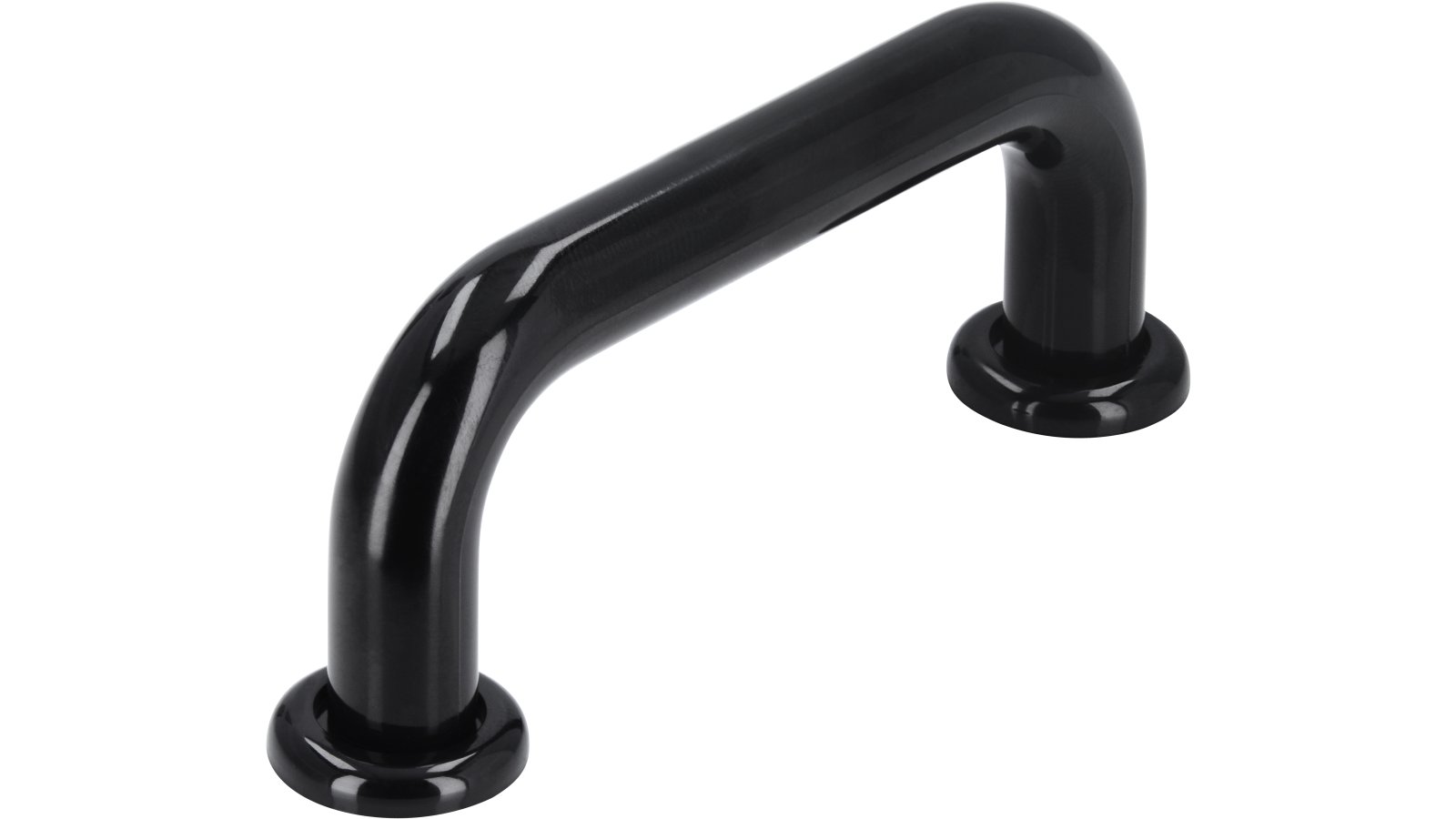 Griff + Unterlagen Bonn Kunststoff schwarz - 80 mm lang  vor weißem Hintergrund