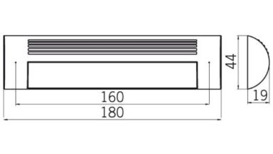 Griff + Unterlage Riedstadt Druckguss alufarbig pulverbeschichtet - 180 mm lang  vor weißem Hintergrund