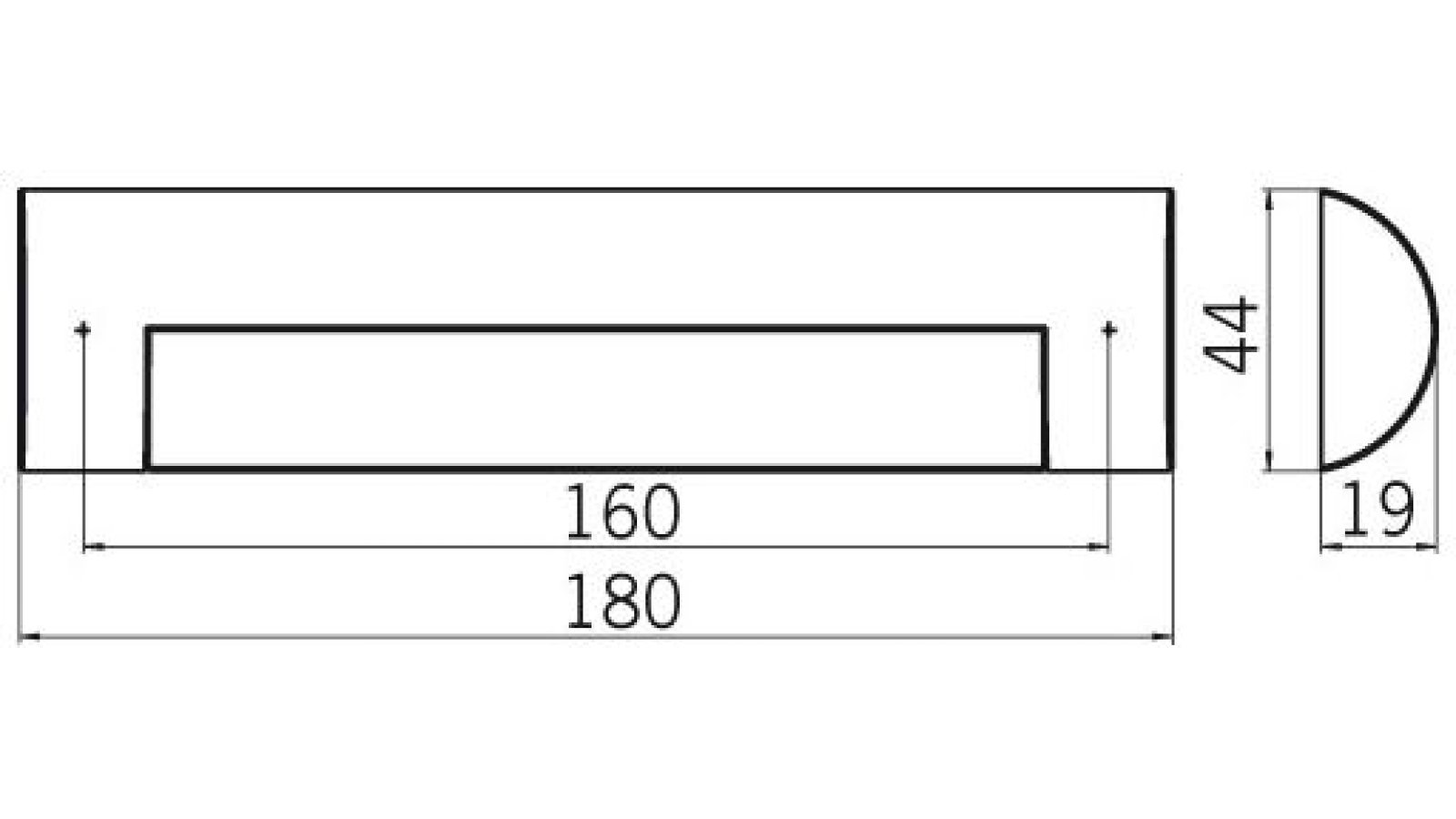 Griff + Unterlage Sulzbach-Rosenberg Druckguss alufarbig pulverbeschichtet - 180 mm lang  vor weißem Hintergrund