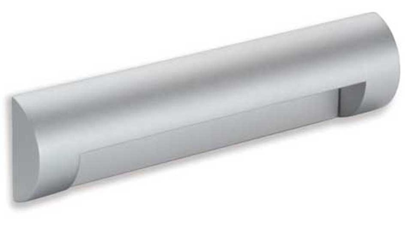 Griff + Unterlage Sulzbach-Rosenberg Druckguss alufarbig pulverbeschichtet - 180 mm lang  vor weißem Hintergrund