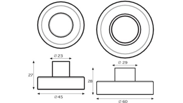 Knopf Altusried Kunststoff Glaseffekt - rot, Kunststoff metallisiert - chrom glänzend - 45 mm lang  vor weißem Hintergrund