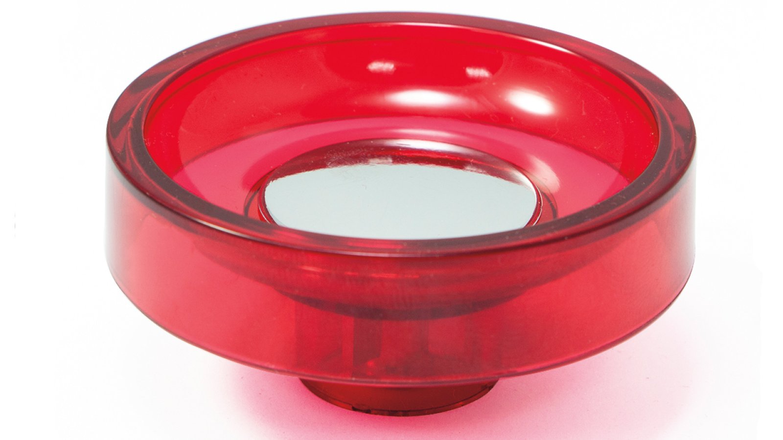 Knopf Altusried Kunststoff Glaseffekt - rot, Kunststoff metallisiert - chrom glänzend - 60 mm lang  vor weißem Hintergrund