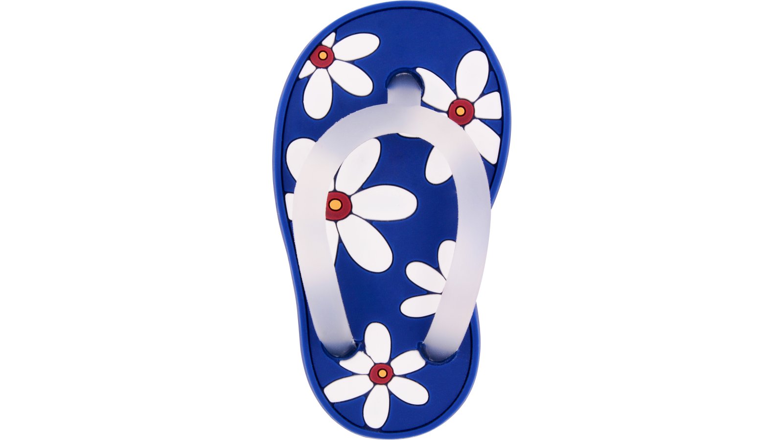 Knopf Apen Softmaterial - Metallfuß weiß-blau - 70 mm lang  vor weißem Hintergrund