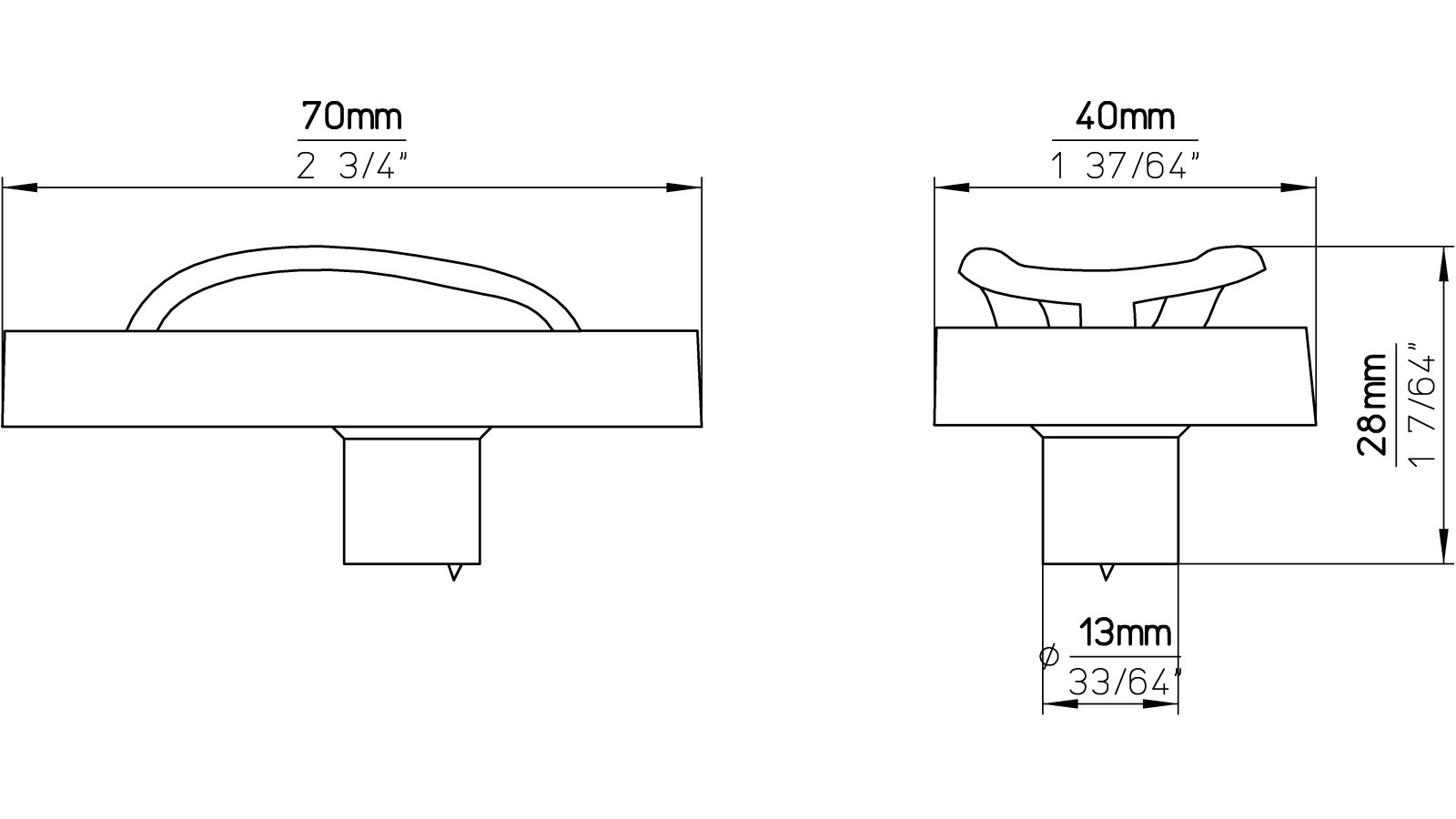 Knopf Apen Softmaterial - Metallfuß weiß-blau - 70 mm lang  vor weißem Hintergrund