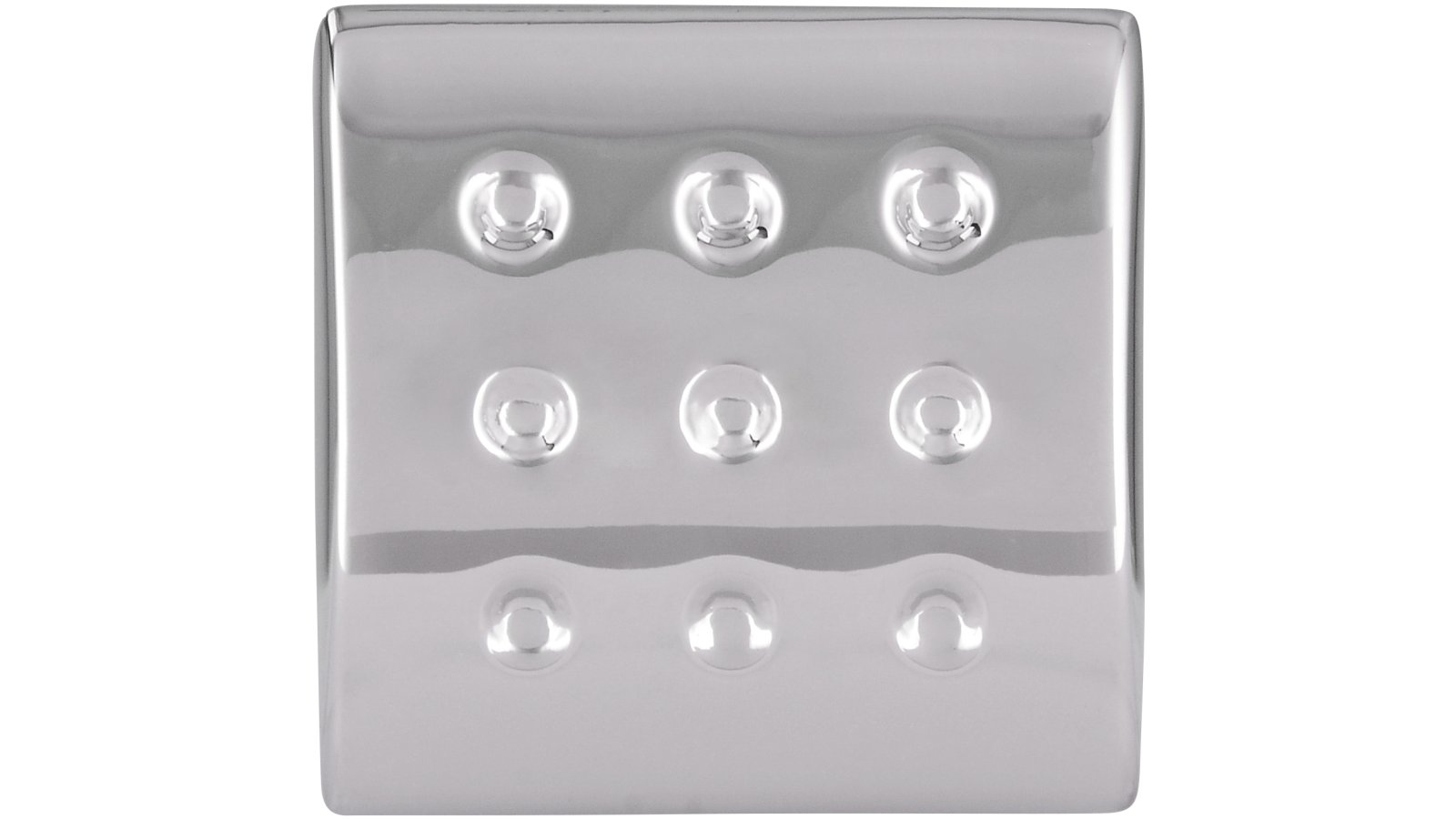 Knopf Apolda Druckguss chrom glänzend - 20 mm lang  vor weißem Hintergrund