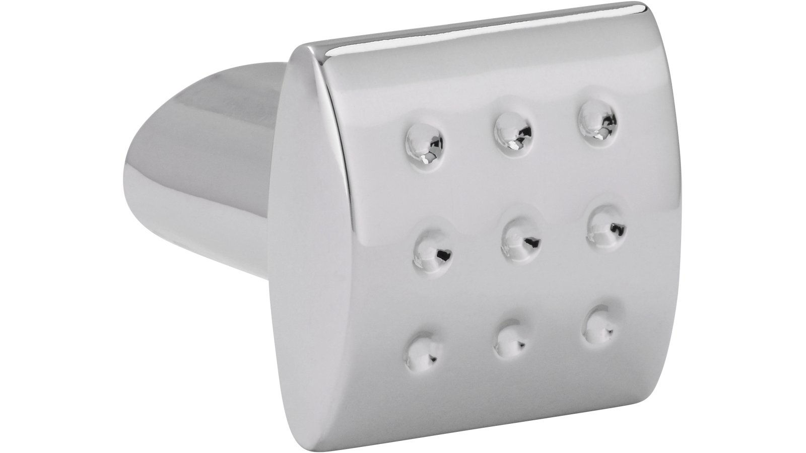 Knopf Apolda Druckguss chrom glänzend - 20 mm lang  vor weißem Hintergrund